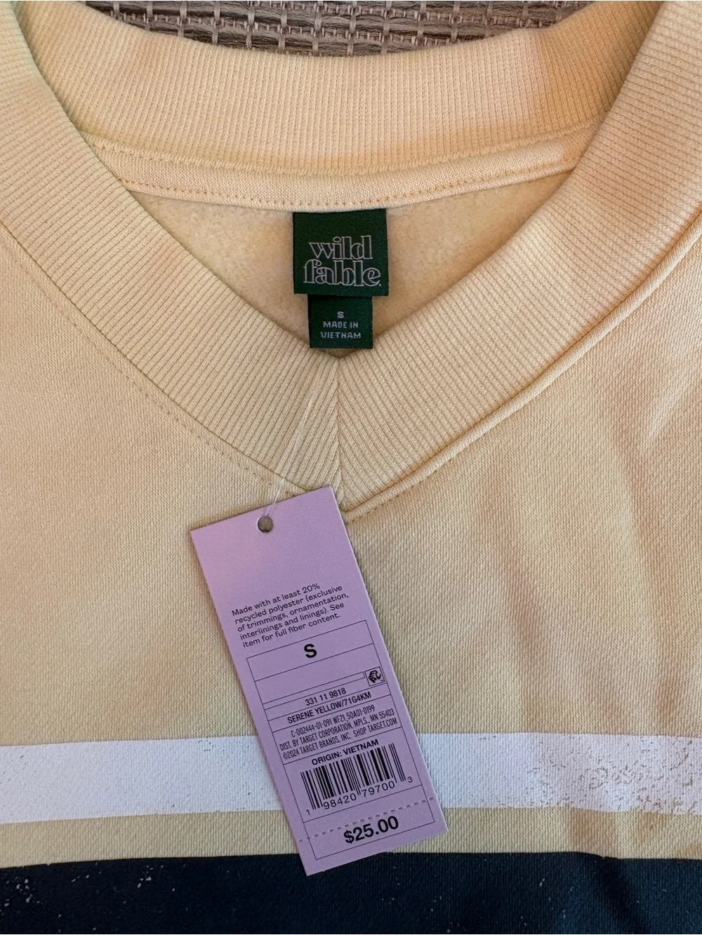 wild fable Pale Yellow V-Neck Pullover Sweatshirt - Picture 2 of 5